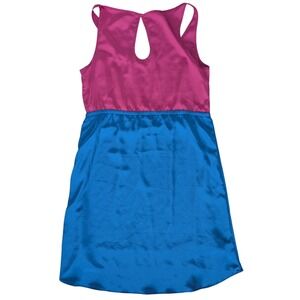 American Eagle Medium Pink Blue Hi Low Midi Lightweight Sleeveless Dress
